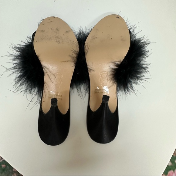Jacques Levine Black Feather Slippers - Picture 7 of 7